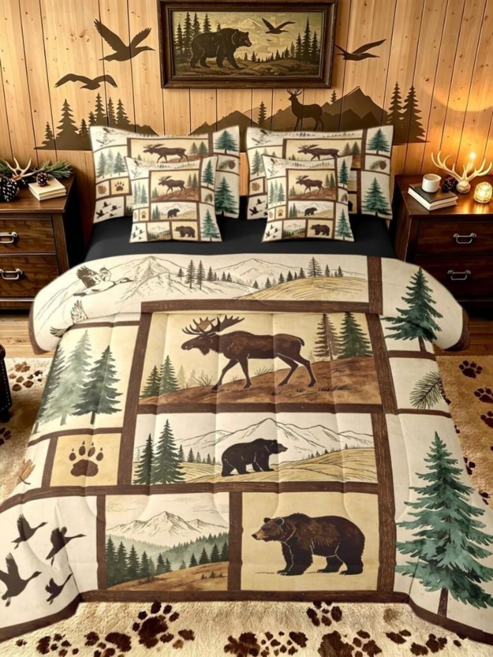 Western Rustic Bear Deer 7-Piece Comforter Set